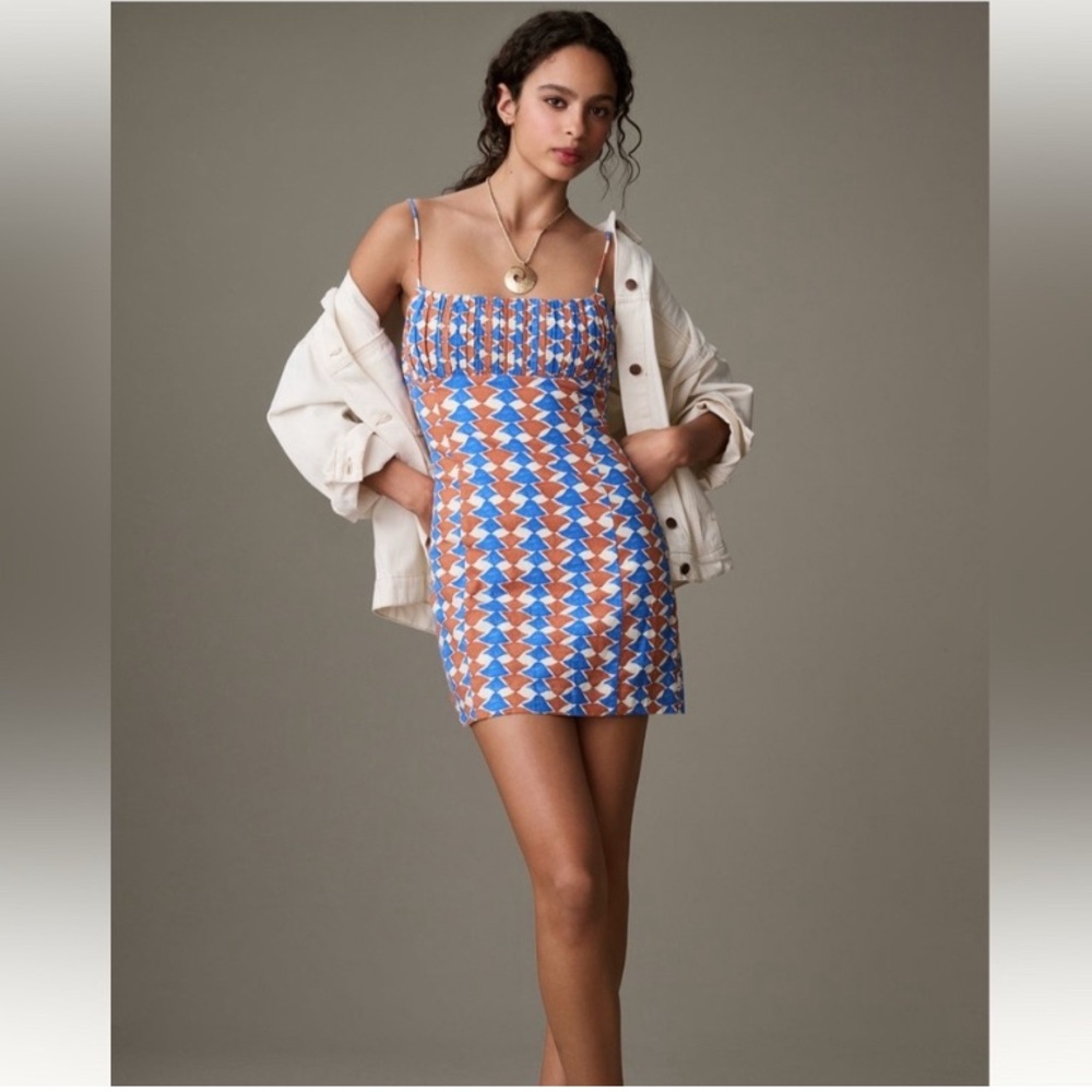 Anthropologie Ophelia Sleeveless Linen Slim Mini Dress - Multicolor